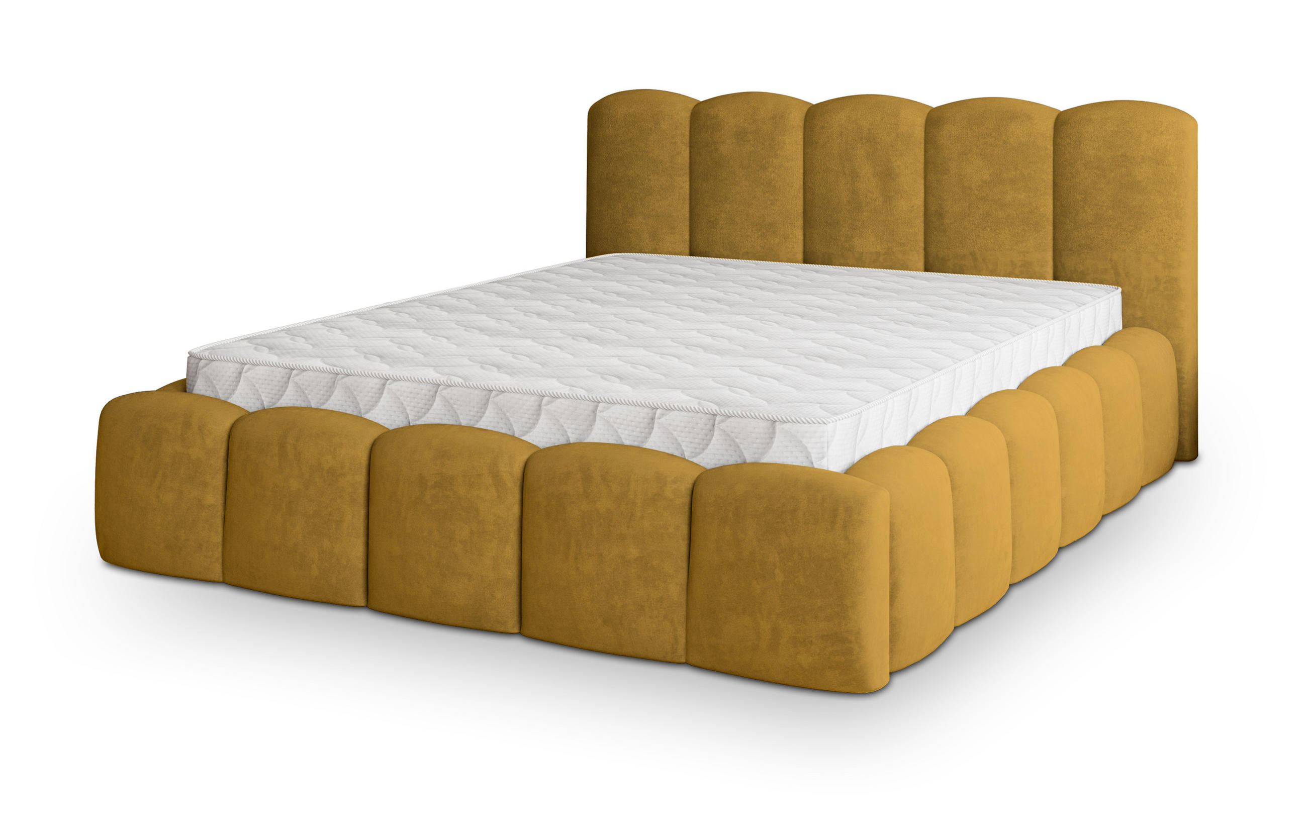 POLSTERBETT FALINA 180x200 cm mit Bettkästen - Gelb - Gelb, Holz (180/200cm) - MASSENO