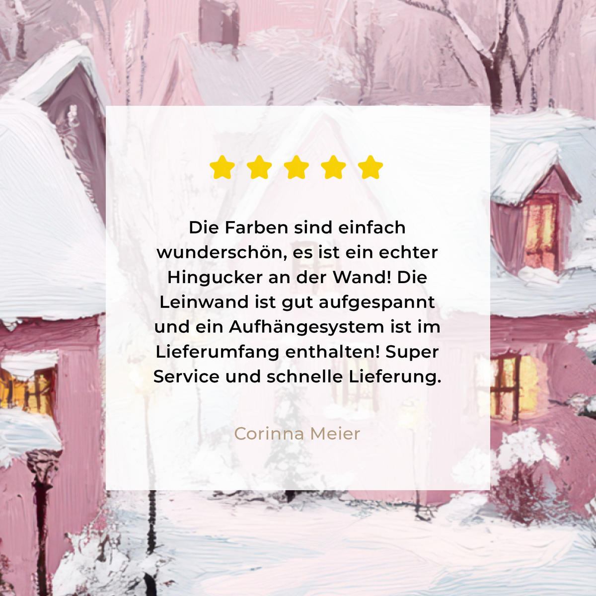 LEINWANDBILD Weihnachtsdorf - Rosa - Winter - Schnee - Häuser Wandbilder 80x60 cm - Altrosa, Textil (80/60cm) - MuchoWow