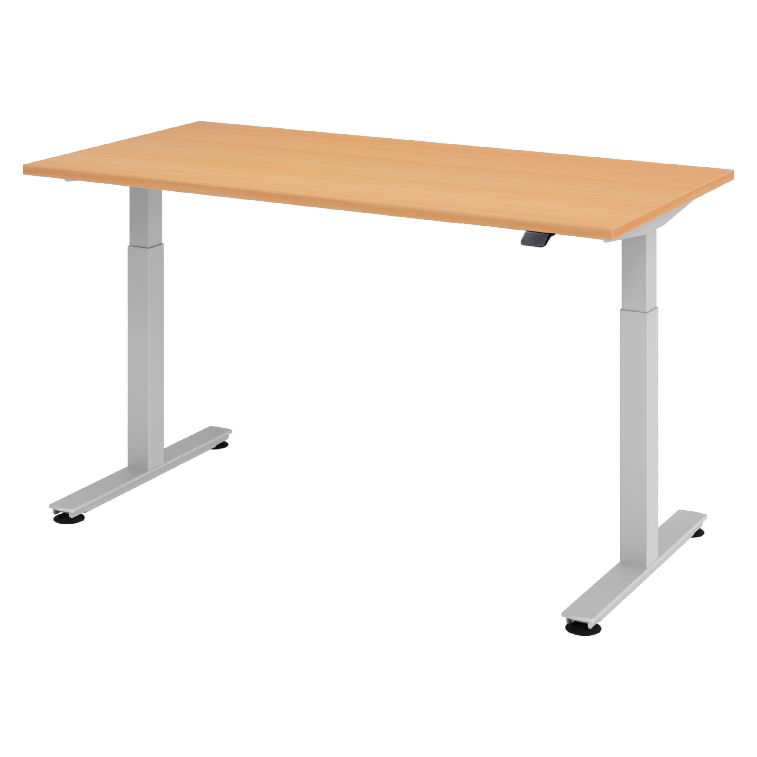 SCHREIBTISCH elektrisch XMST 80/160/74 cm in Buchefarben/Silberfarben - Buchefarben/Silberfarben, Holzwerkstoff (80/160/74cm) - bümö