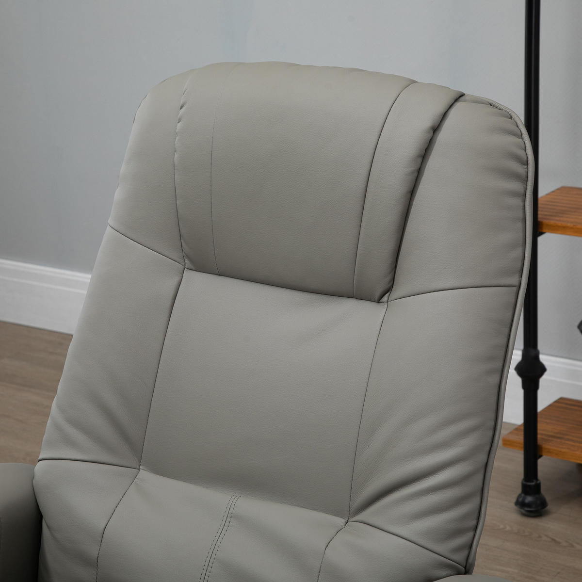 FERNSEHSESSEL Relaxsessel Liegesessel Kunstleder 360° Drehstuhl Holzfuß neigbar - Braun/Grau, Holz/Kunststoff (87/100/78cm) - HOMCOM