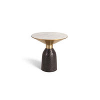 COUCHTISCH aus weißem Marmor und schwarzem Metall - Goldfarben, Metall (50/50/52cm) - Giner y Colomer