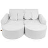KINDERSOFA, Boucle, Pocket Max, Weiß - Weiß, Textil (120/25/60cm) - MeowBaby