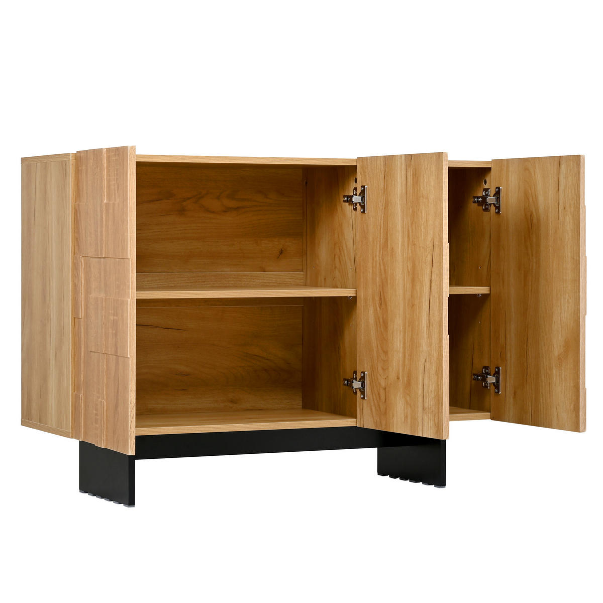 SIDEBOARD Naturholzoptik Schwarz 105/33,5/76 cm - Naturfarben, Naturmaterialien (105/76/33.5cm) - PANGIVO