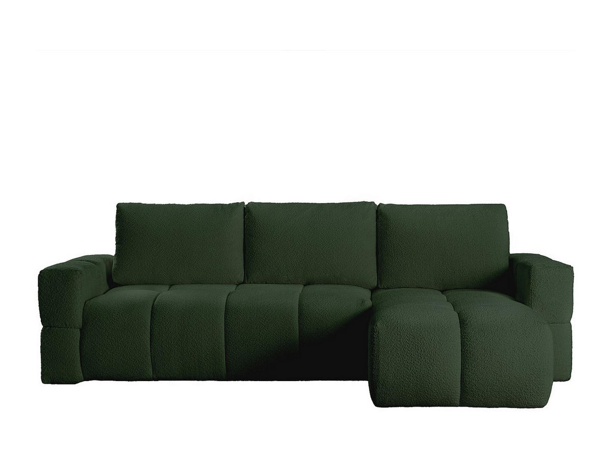 ECKSOFA mit Schlaffunktion - Ecke wechselbar - Bouclé-Stoff - Beige - ISSORO II - Grün, Textil (301/178cm) - Vente-Unique