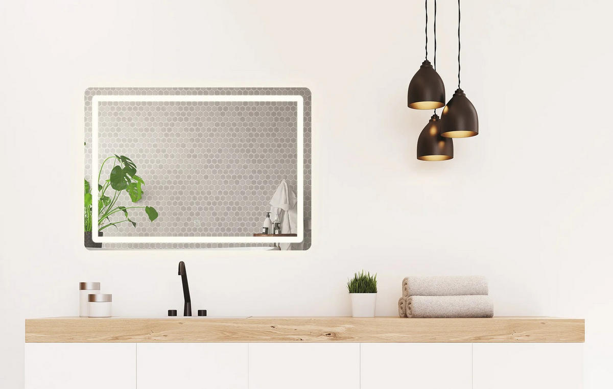 SPIEGEL Rea Led 80x60cm P10407 - Weiß, Glas (80/60/2cm) - REA