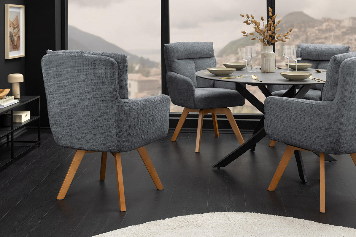 STUHL BIG GEORGE Chenille Grau 90 cm - Braun/Grau, Holz/Kunststoff (60/92/67cm) - riess-ambiente