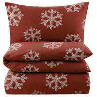 BIBER-BETTWÄSCHE 155x220 - Kuschelig warmer Flanell Bettbezug aus 100% Baumwolle für Herbst & Winter - Schneeflocke - Rot, Textil (155/220cm) - Carpe Sonno