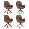 ARMLEHNENSTUHL in Bouclé 4 Stück Braun drehbar - Braun, Textil (60/90/59cm) - Homestyle4u