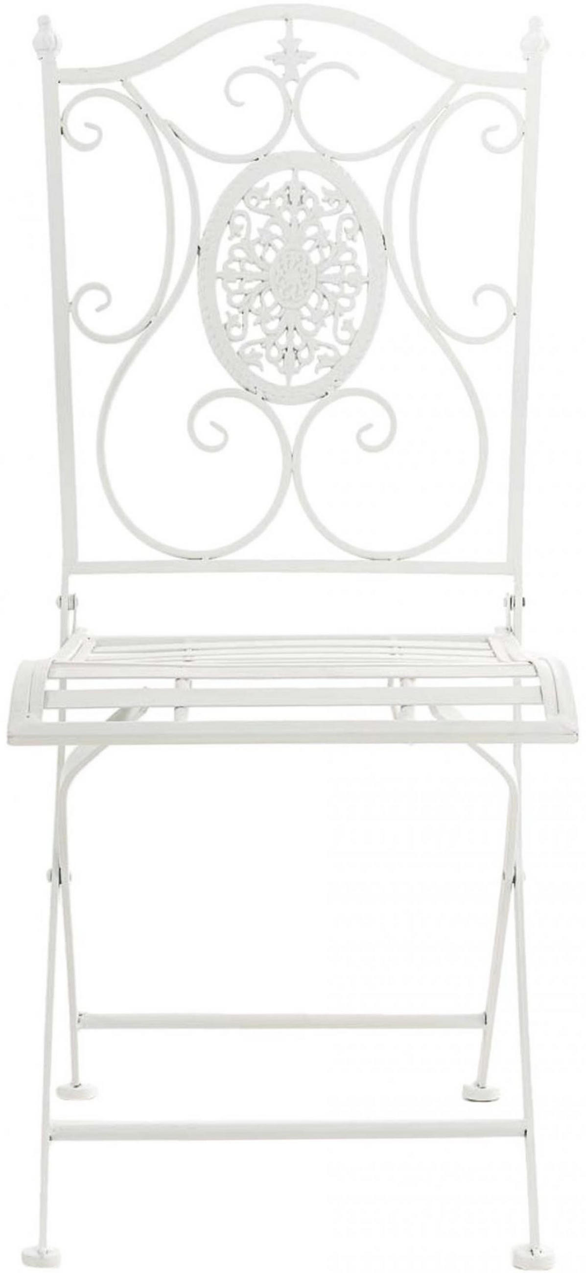 GARTENKLAPPSTUHL 2er Set Metall Weiß - Weiß, Metall (42/91/49cm) - CLP