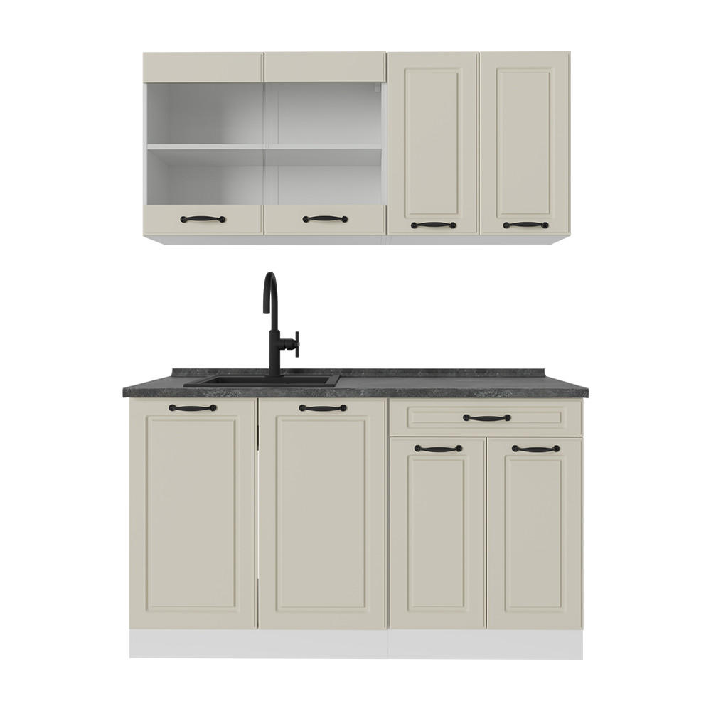 Vicco Singleküche Beige, Weiß 140x81.6x60 cm