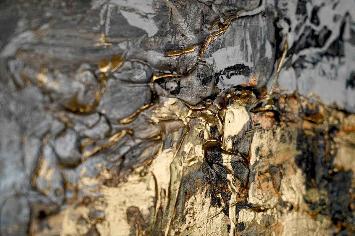 GEMÄLDE Farbmagie Schattenfugenrahmen Grau 140x70 cm - Grau, Holz (140/70cm) - YS-art gallery