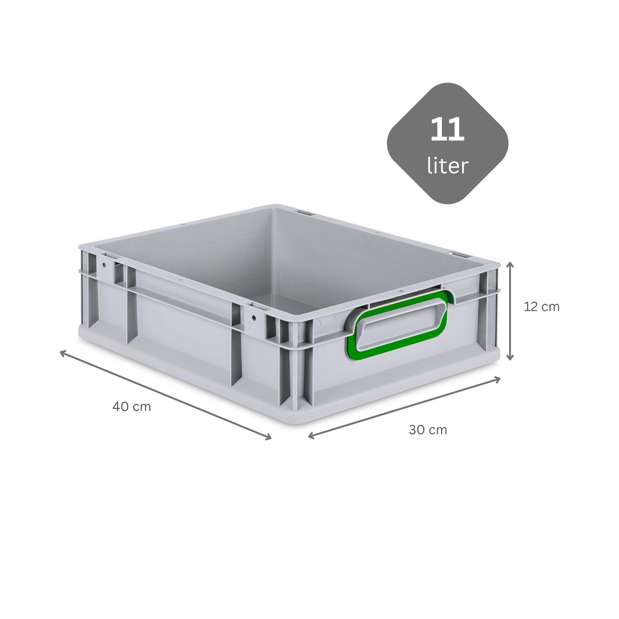 EUROBOX 5x Nextgen Color 12x30x40cm 11 Liter Griffe Grün Geschlossen - Grün, Kunststoff (30/12/40cm) - PROREGAL