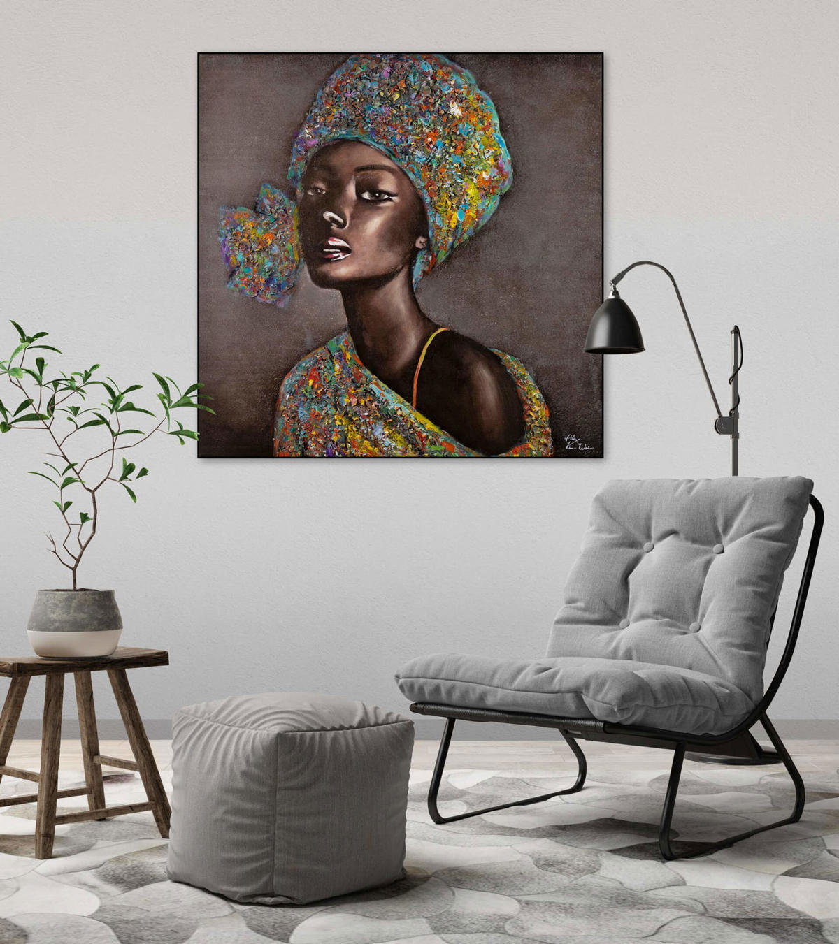 ACRYLBILD HANDGEMALT 80/80 cm - Braun, Holz/Textil (80/80cm) - KUNSTLOFT