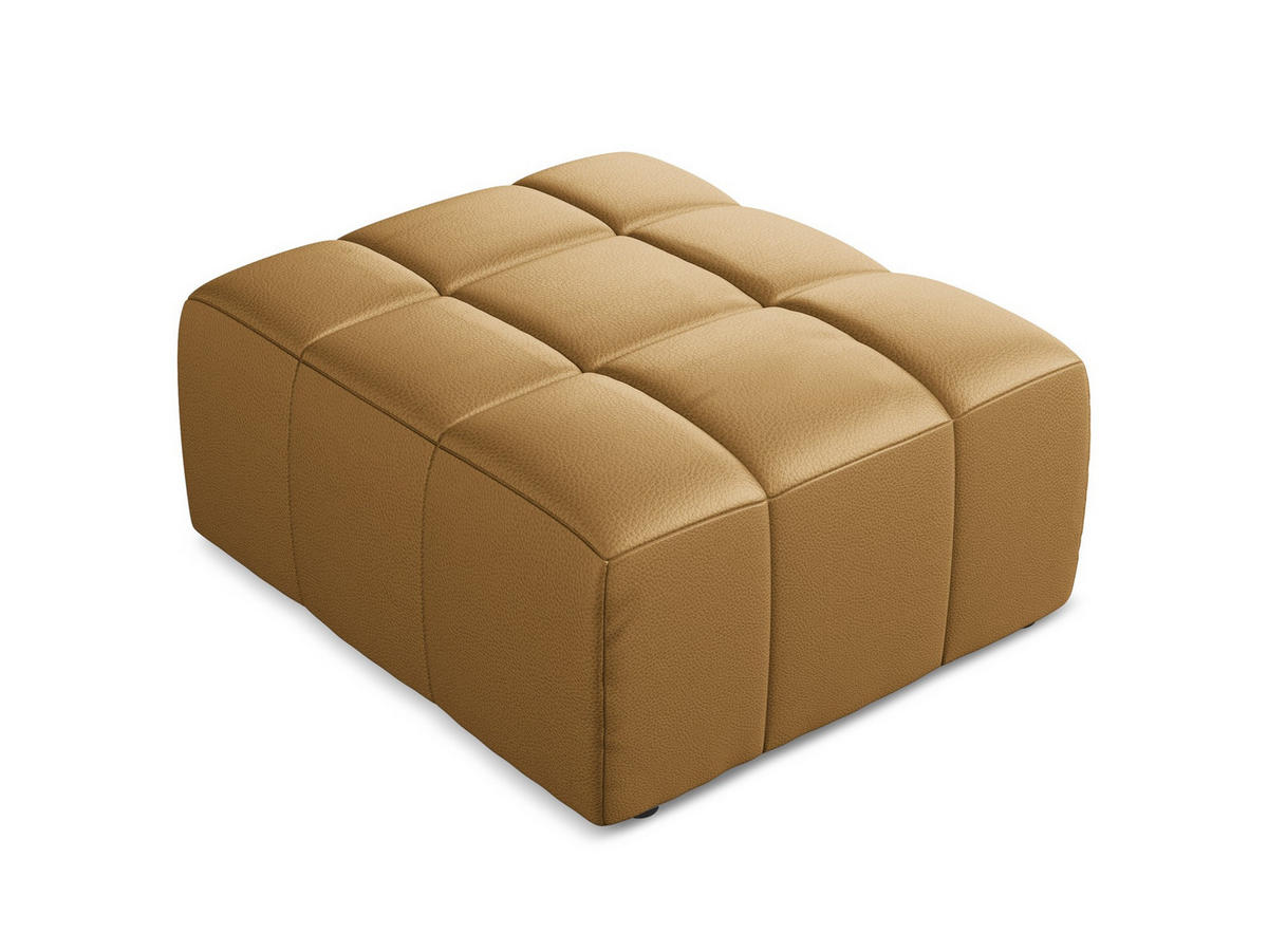 POUF Kunstleder Braun - Cognac/Schwarz, Holzwerkstoff/Kunststoff (75/41/90cm) - Makamii