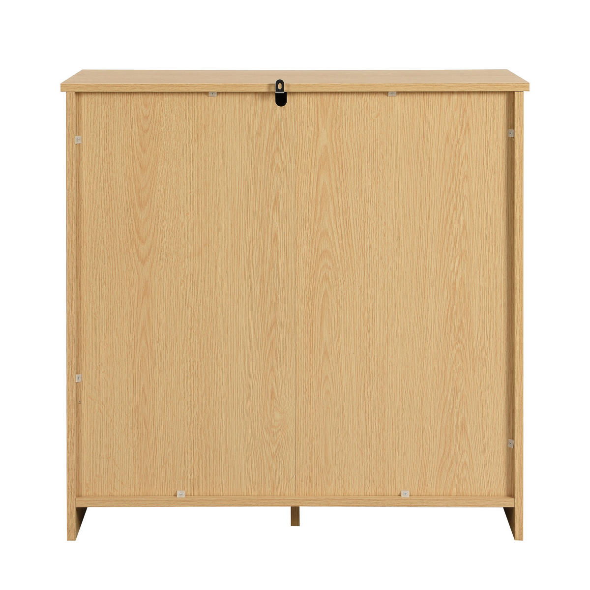 SIDEBOARD Rattan kommode mit 4 Schubladen & Massivholz Griffen - Eichefarben, Naturmaterialien/Holzwerkstoff (80/80/38cm) - Urban Meuble