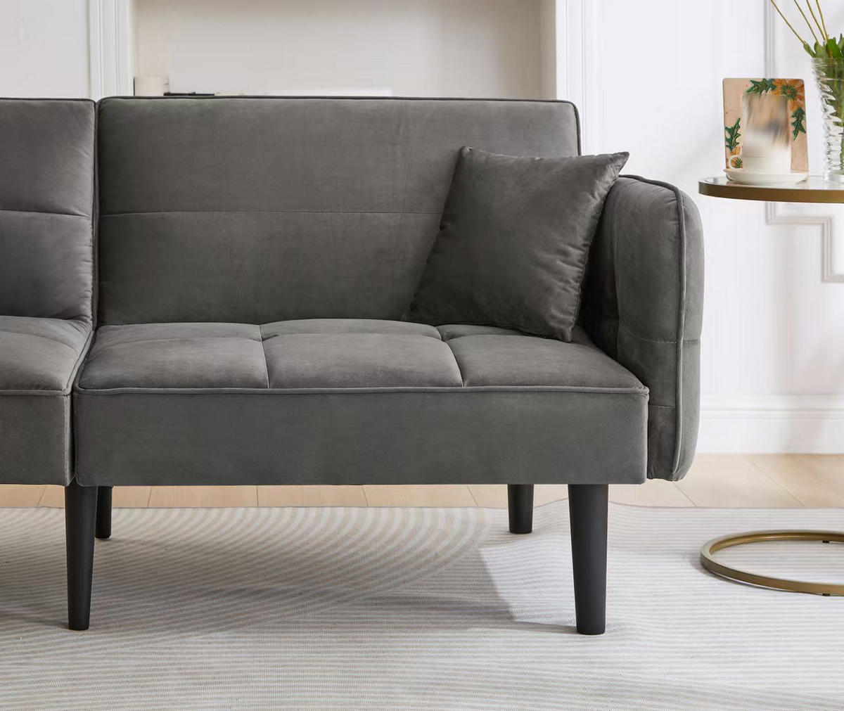 SCHLAFSOFA 2-in-1 mit Samtbezug und Armlehnen - Grau, Kunststoff (176/76/78cm)