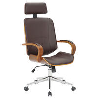 BÜROSTUHL KINGO 118x70x70 Walnuss/Braun Kunstleder - Braun, Leder/Metall (70/118/70cm) - DELUKE