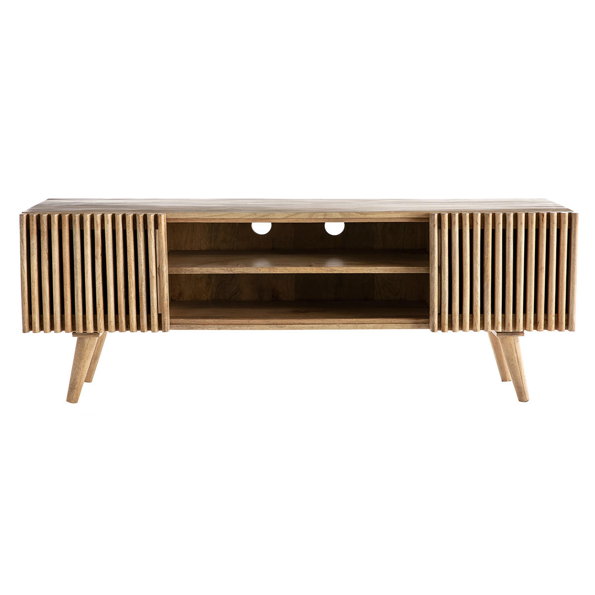 TV-SCHRANK Massives Mangoholz SchiebetÙren ALBA - Naturfarben, Holz (40/50/140cm) - Miliboo