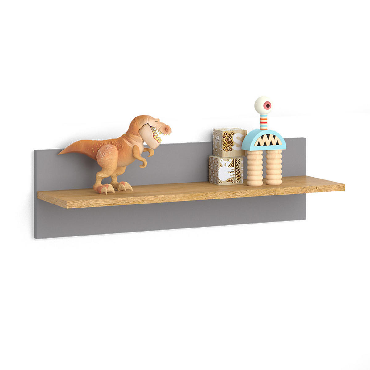 POLICE NA DĚTSKÝ POKOJ Malia Šedá - šedá, kompozitní dřevo (70/20/18.4cm) - VitaliSpa