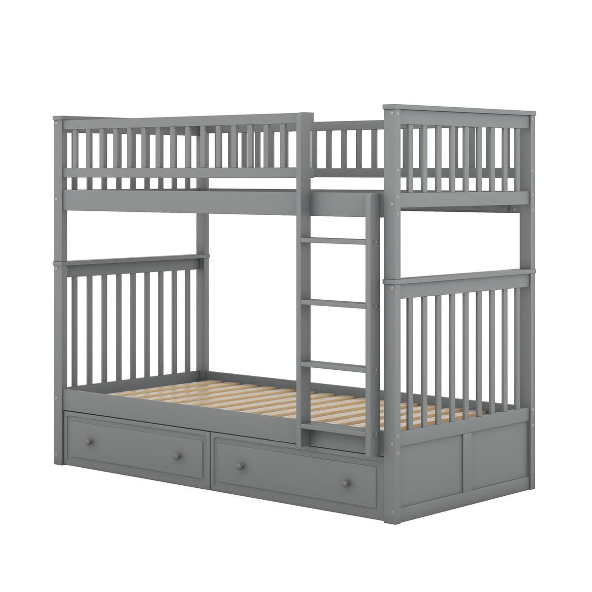 ETAGENBETT 90/200 cm Grau mit 2 Schubladen, teilbar in 2 Betten - Grau, Holz (90/200cm) - Flora Grace