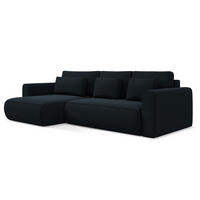 ECKSOFA mit Schlaffunktion Samt Stoff Blau - Blau/Schwarz, Kunststoff/Textil (149/278cm) - LaMiaSofa