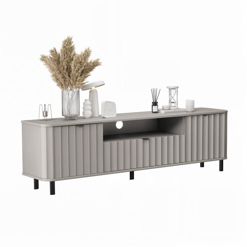 TV-LOWBOARD VITA stehend, 196 cm Lehmgrau - Grau, Holzwerkstoff/Metall (196/57/40.5cm) - Idohome