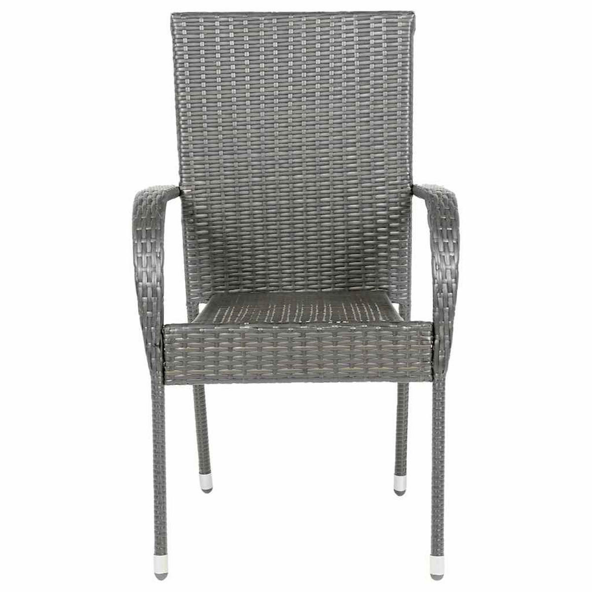 GARTENSTÜHLE Stapelbar 6 Stk. Grau Poly Rattan - Grau, Holz (55.5/95/53.5cm) - furnicato