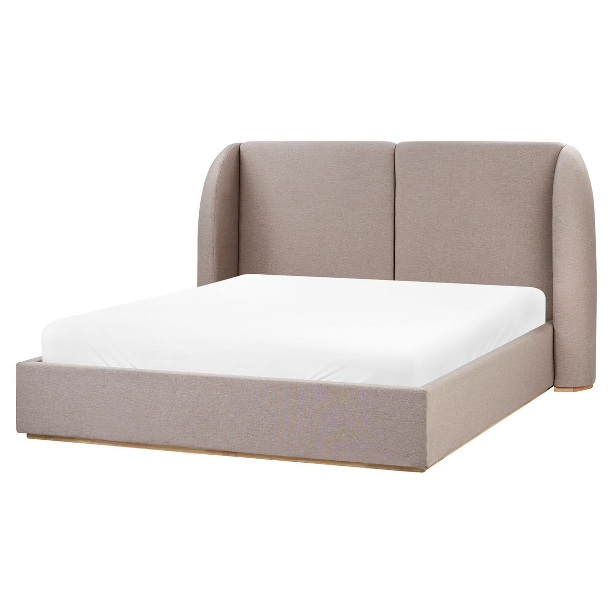 BETT mit Stauraum 160/200 cm Stoff Taupe Monestier - Taupe, Textil (160/200cm) - Beliani
