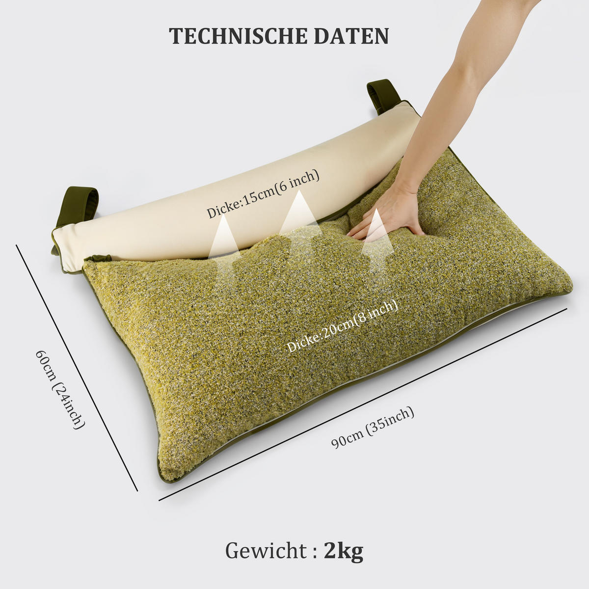 NACHTTISCHKISSEN Keilform Lesekissen gelb, 90cm - Gelb, Textil (60/90cm) - Vercart