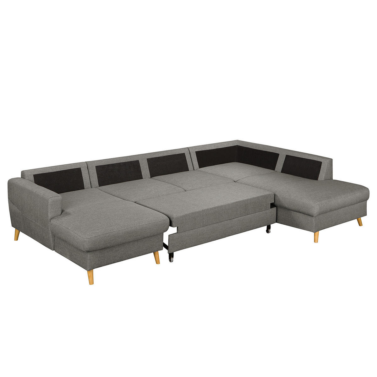 WOHNLANDSCHAFT mit Longchair - Grau, Textil (290/90/200cm) - home24