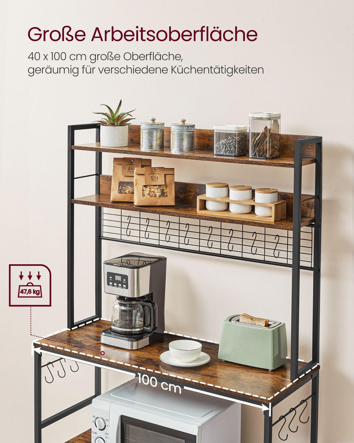 KÜCHENREGAL COPENHAGEN - Braun, Holzwerkstoff (100/170/40cm) - Hansiro