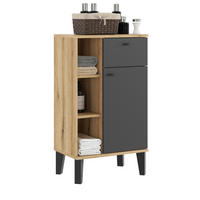 BADKOMMODE grau, Evoke Eiche, Badkommode, 51 x 90 cm - Eichefarben/Schwarz, Holzwerkstoff/Metall (51/90/33cm) - Furn.Design