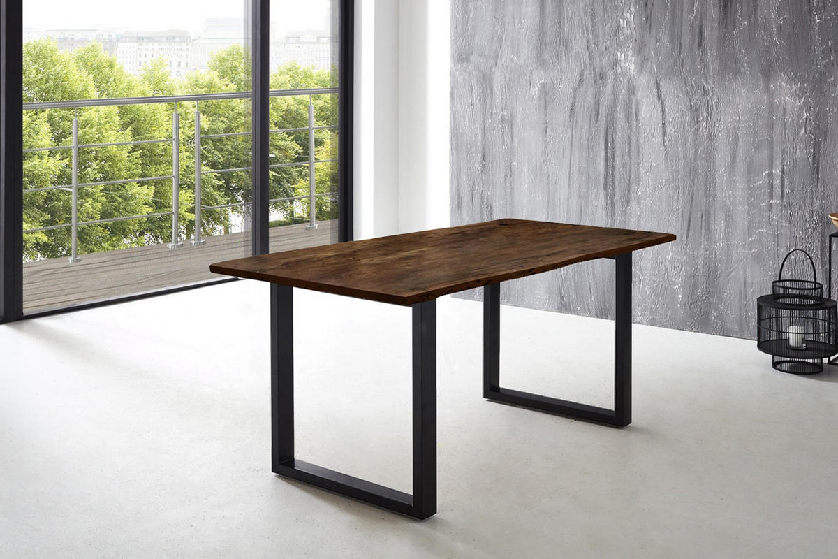 ESSTISCH LUBIN - Schwarz/Braun, Holz/Metall (100/200/77cm) - SAM