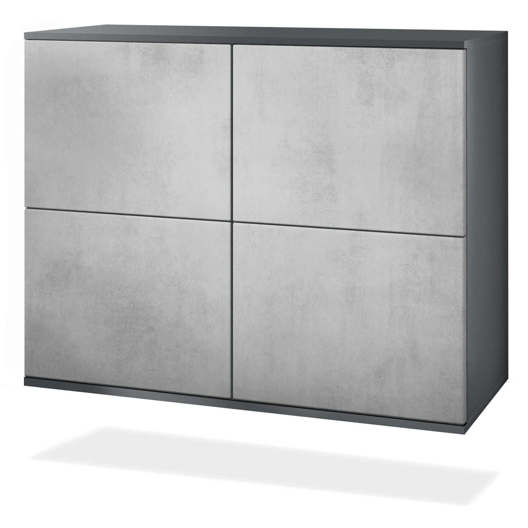 KOMMODE Rova Beton Oxid Optik - Hellgrau, Holzwerkstoff (92.5/73.5/35cm) - Vladon