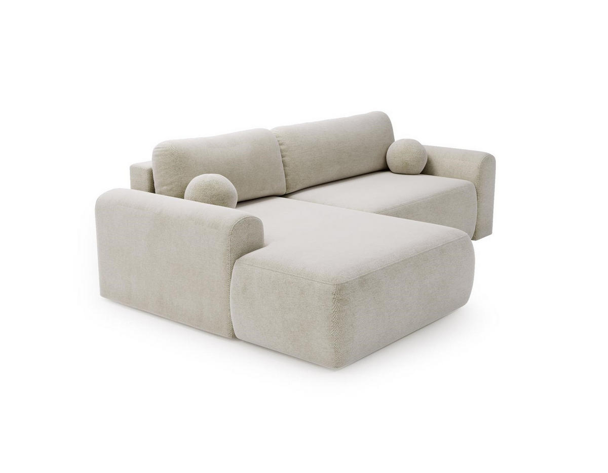 ECKSOFA Aurora Creme, mit Schlaffunktion in Vena Stoff, linke seite - Creme, Holzwerkstoff/Textil (257/177cm) - Bettso