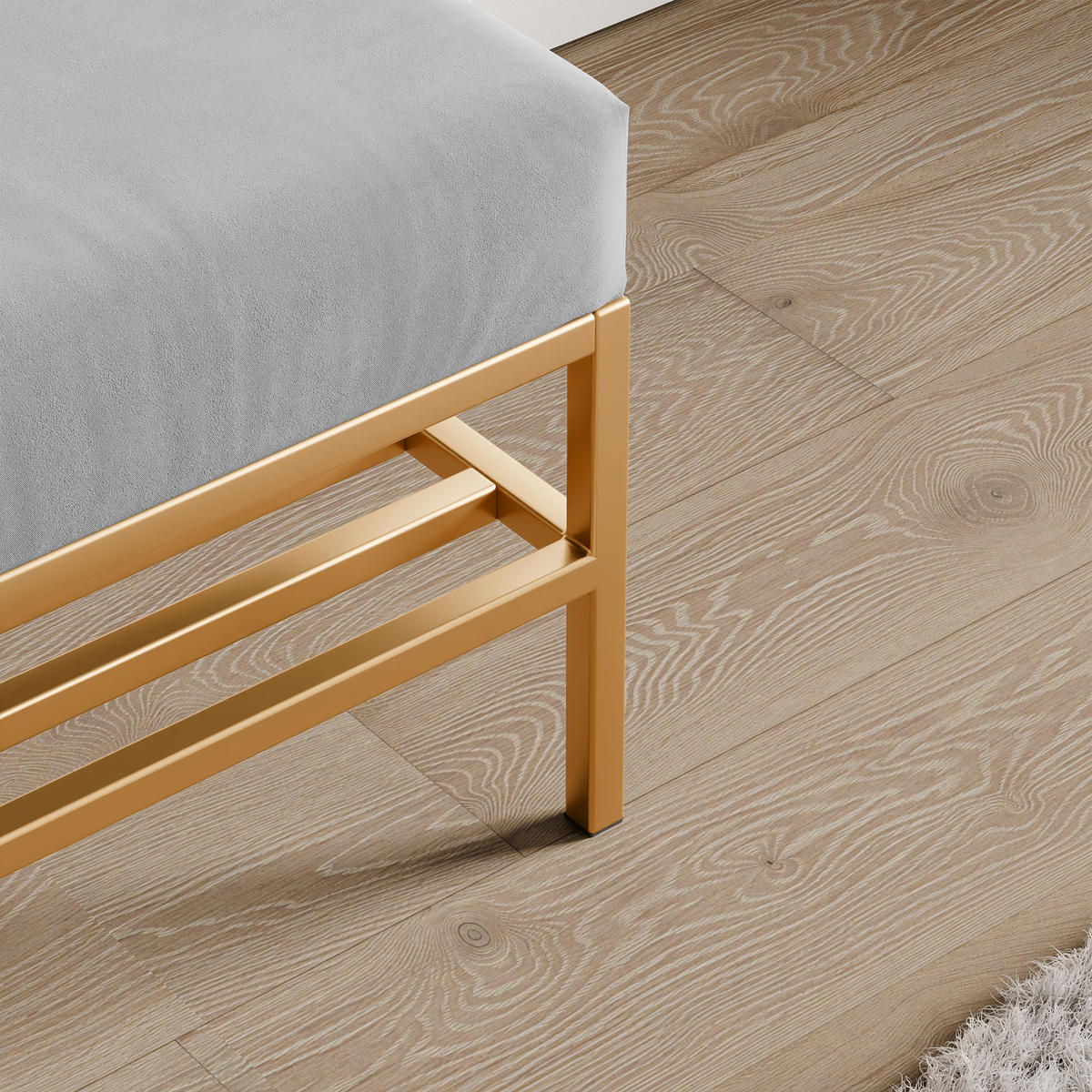 POLSTERBANK STEP 100 cm Gold / Grau ,Metallgestell - Grau, Metall (100/45/35cm) - Idohome
