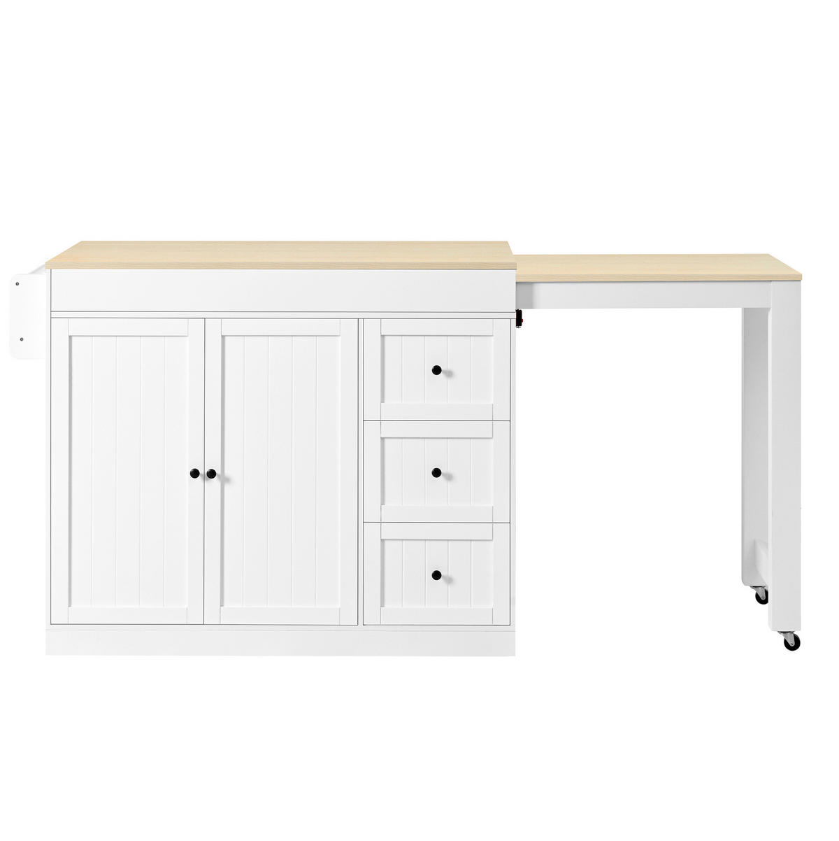 KÜCHENINSEL mit ausziehbarer Arbeitsplatte 112-186,8 x 45 x 93 cm Weiß - Weiß, Holz (45/93/130cm) - Beauniv