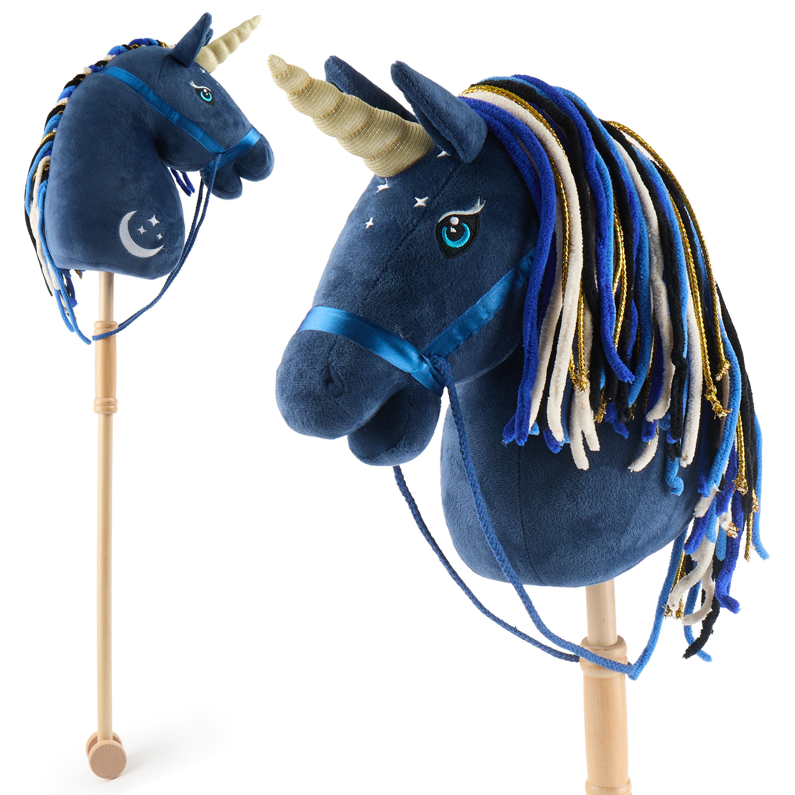 STECKENPFERD Einhorn Luna aus Holz - Blau, Textil (33/92cm) - Bieco Spielwaren