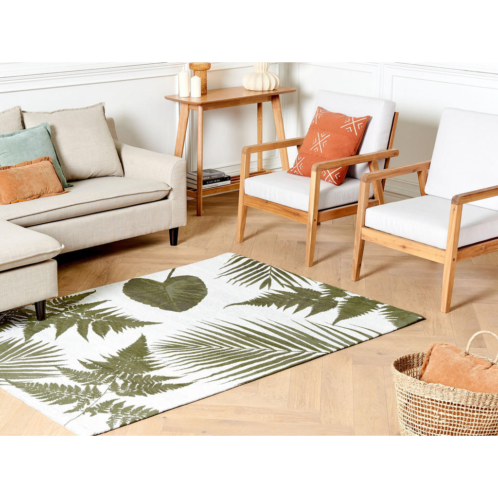 Thumbnail - Beliani Kurzflor-Teppich, Grün, Textil, Baum/Pflanze/Natur, Rechteckig, 140x200 cm, Teppiche & Böden, Teppiche, Naturtep...