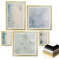 WANDBILDER 5er Set - 50x50 cm & 20x30 cm & 40x60 cm Goldrahmen - Aquarell-Leinwandstil - Goldfarben, Kunststoff (40/60cm) - ArtPrintCave