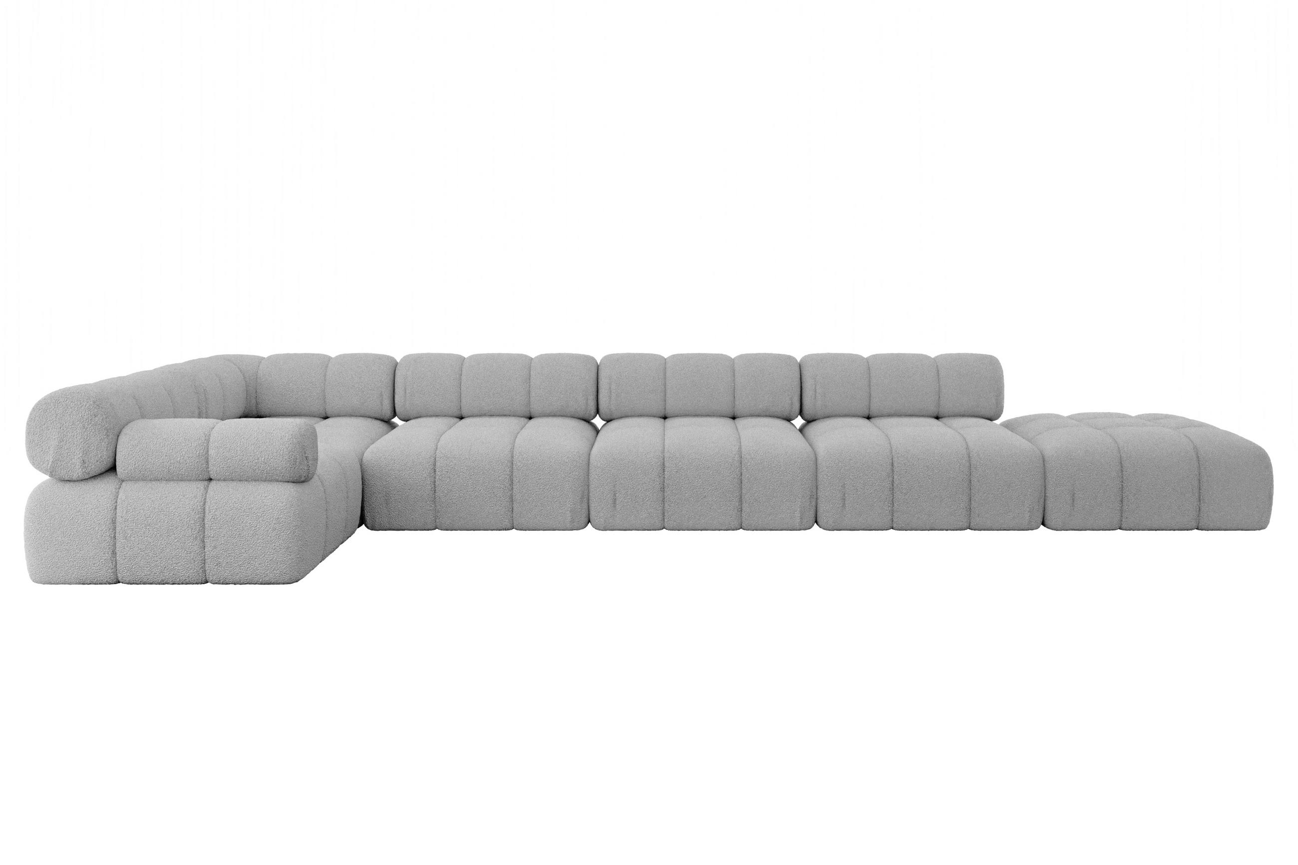ECKSOFA modulares Sofa Felto-L3 - 475x190x70 cm Hellgrau Bouclé - Hellgrau, Holzwerkstoff/Textil (475/190cm) - ALTDECOR