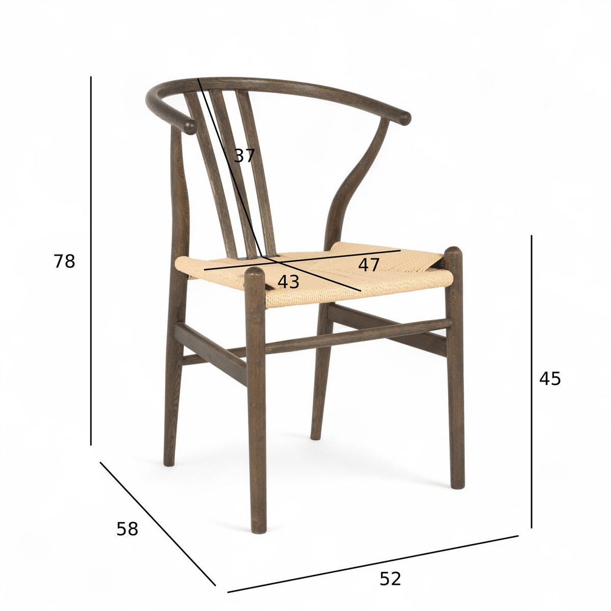 STUHL-SET 2 Stück in Rattan / Eiche Räuchereiche - Braun, Holz/Papier (52/78/58cm) - Furnhouse