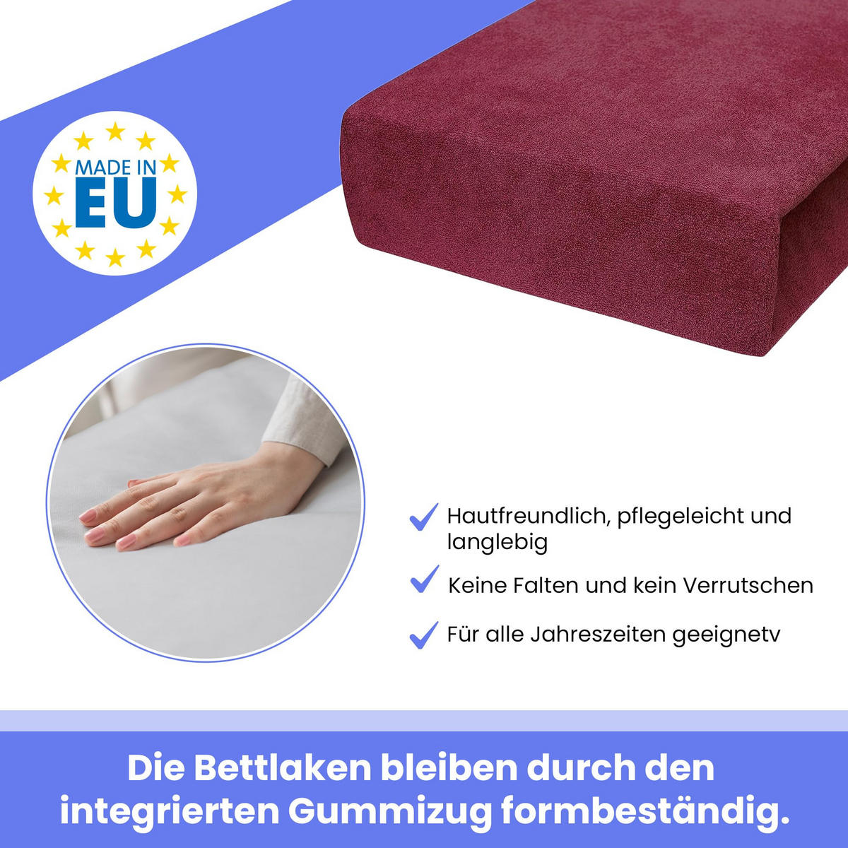 SPANNBETTLAKEN 70/160 cm, Frottee Elastisch 100 % Baumwolle Bordeux - Bordeaux, Textil (70/160cm) - Best For Home