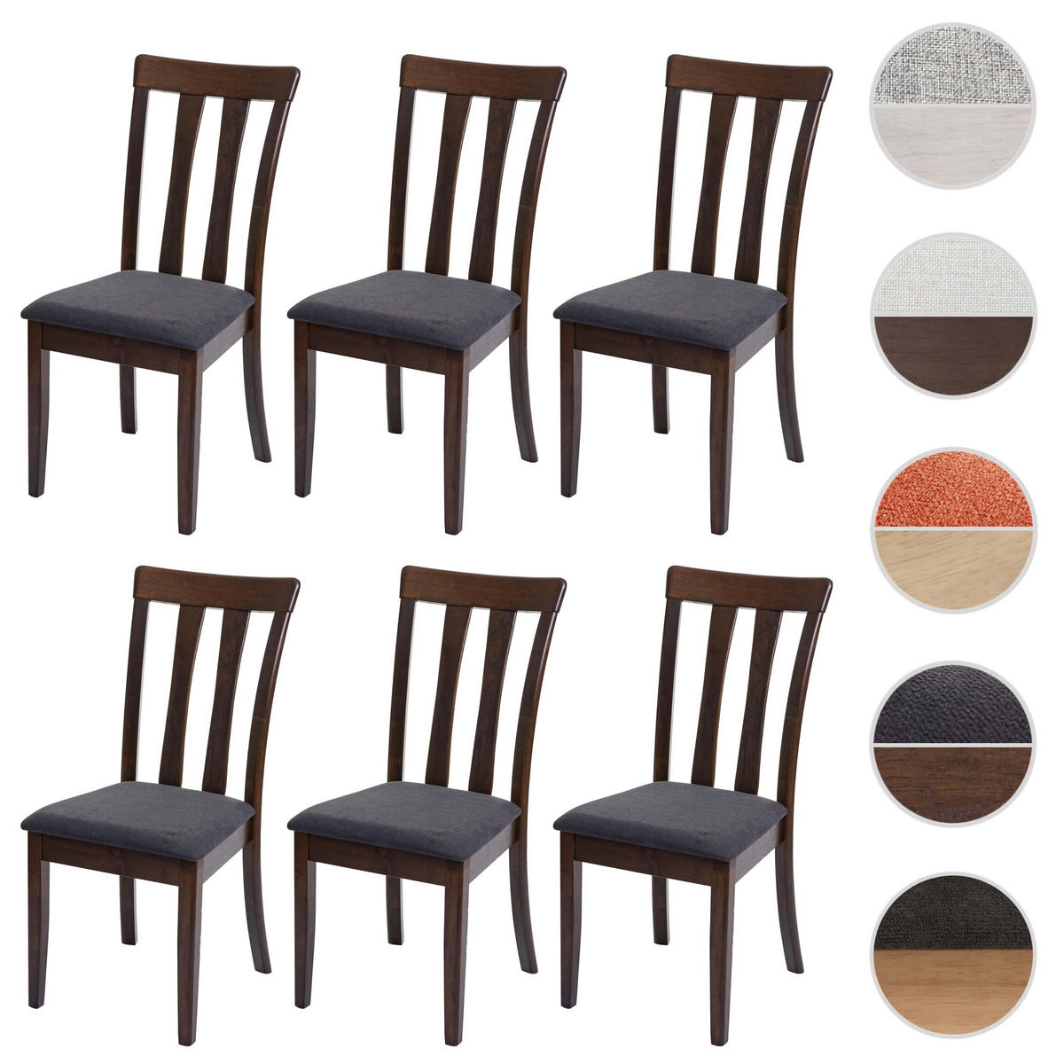 ESSZIMMERSTUHL Anthrazit, Braun 6er-Set - Anthrazit/Braun, Holz (42/96/58cm) - MCW