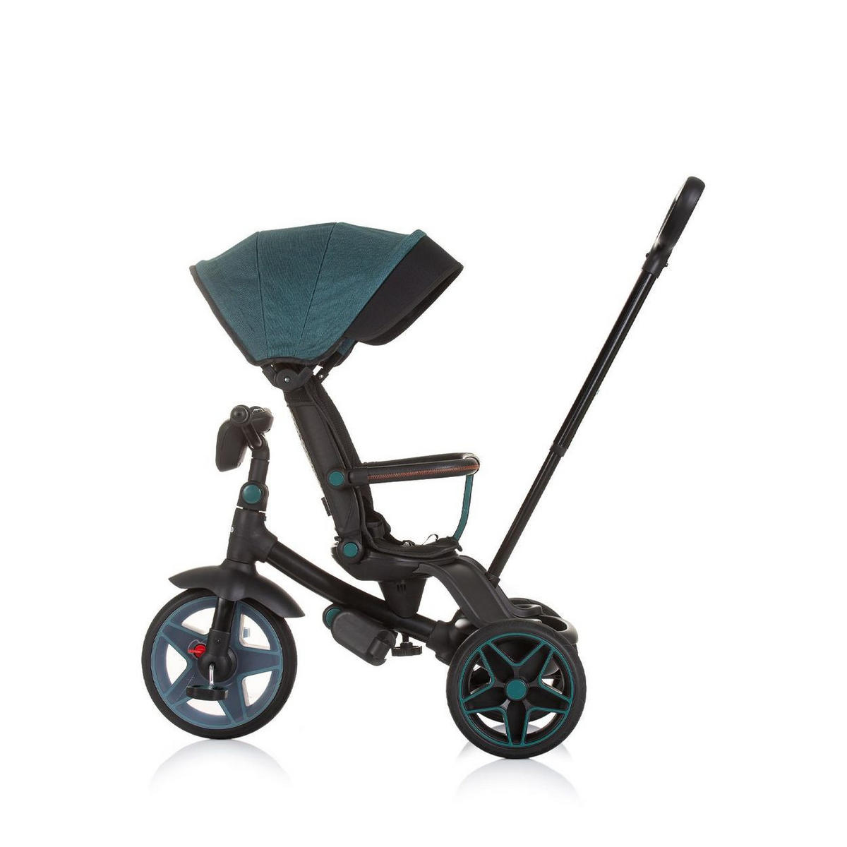 DREIRAD Derby 2 in 1 grün Musik, Licht, Korb, Schiebegriff, Gurt - Grün, Metall (80/50/105cm) - Chipolino