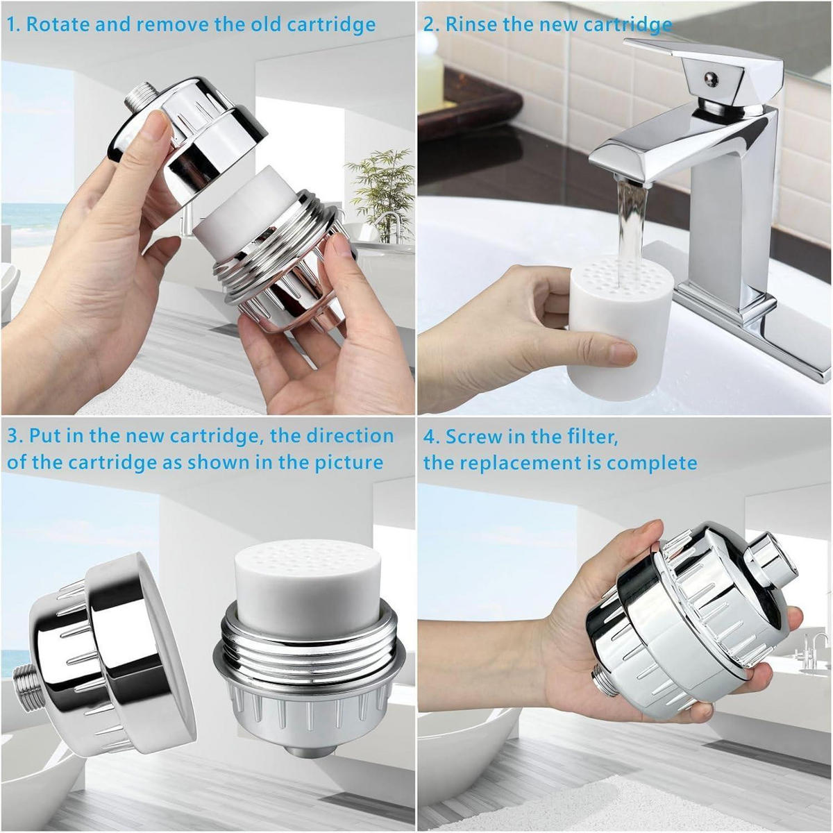 DUSCHFILTER mit 20-stufiger Filtration 15 cm - Silberfarben, Metall (12/15/12cm)