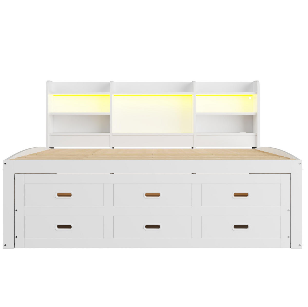 POLSTERBETT aus Spanplatte und MDF 140x200 cm in Weiß mit LED & USB-C - Weiß, Holzwerkstoff (140/200cm) - Modfu