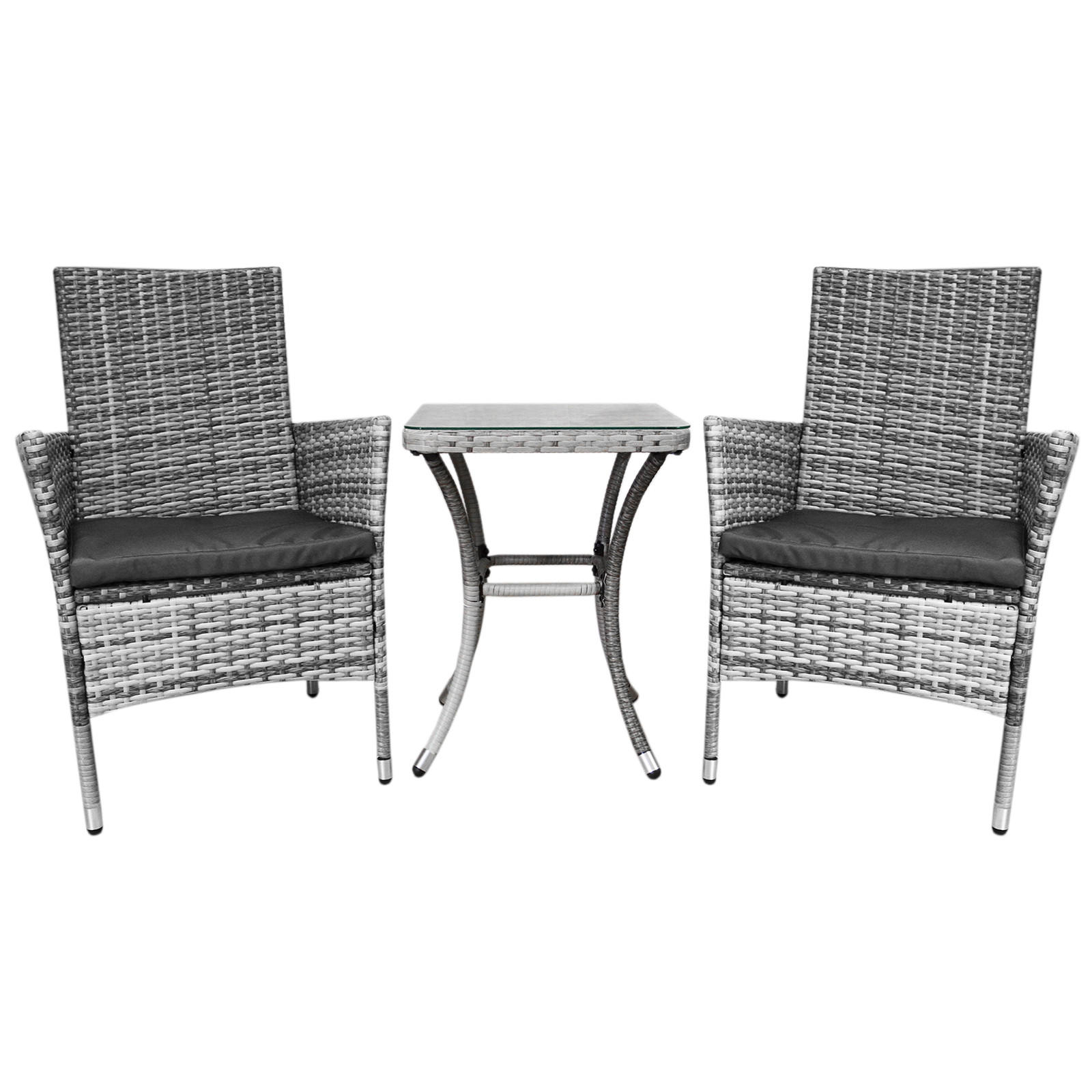 RATTAN-BISTRO-SET Hellgrau - Hellgrau, Kunststoff - Monstershop