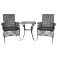 RATTAN-BISTRO-SET Hellgrau - Hellgrau, Kunststoff - Monstershop