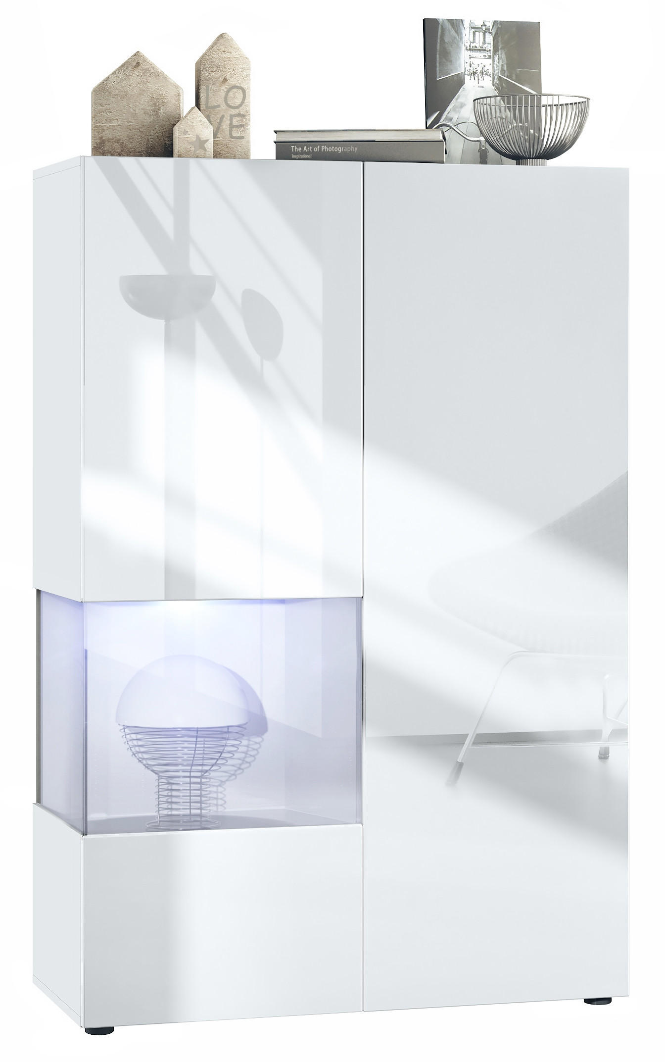 VITRINE Morena Einsatz in Weiß matt - Weiß, Holzwerkstoff (91.5/136.5/37cm) - Vladon